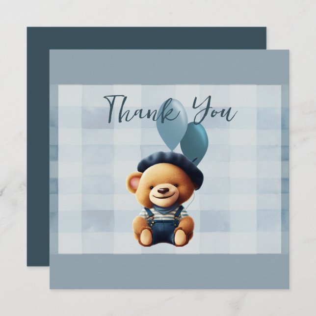 Bear Baby Shower Thank You Card (Front/Back)