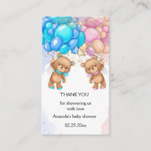 Bear Baby Shower Thank You Gift Tags Enclosure Card