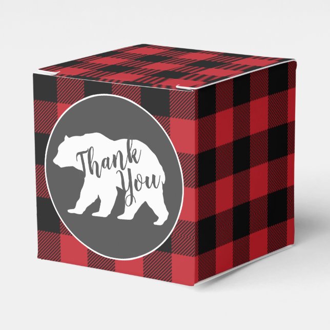Bear Baby Shower Woodland Lodge Favor Box (Front Side)