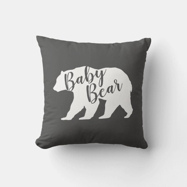Bear Baby Shower Woodland Lodge Throw Pillow (Front)