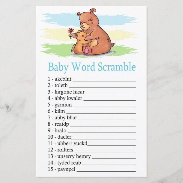 Bear Baby word scramble game (Front)