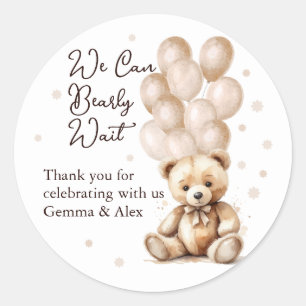Bear Balloon Baby Shower  Classic Round Sticker