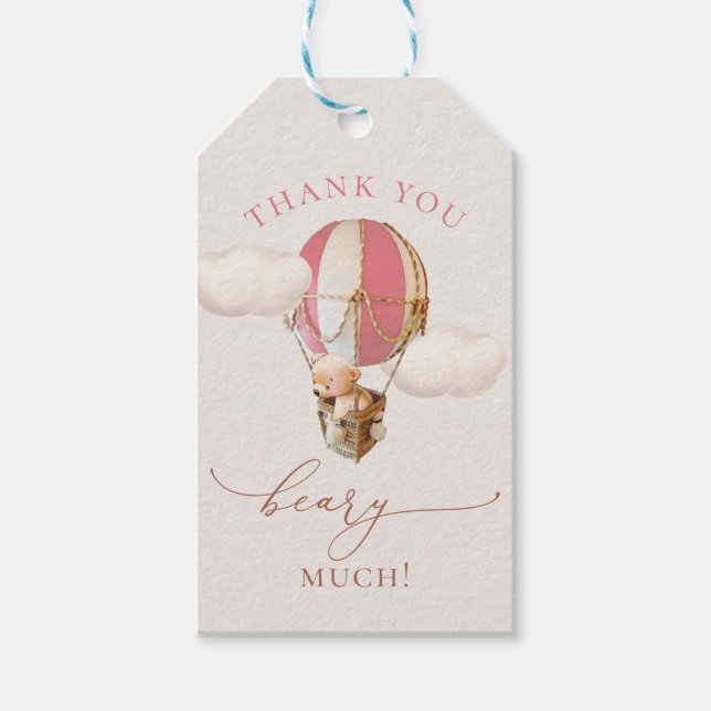 Bear Balloon Baby Shower Gift Tags (Front)