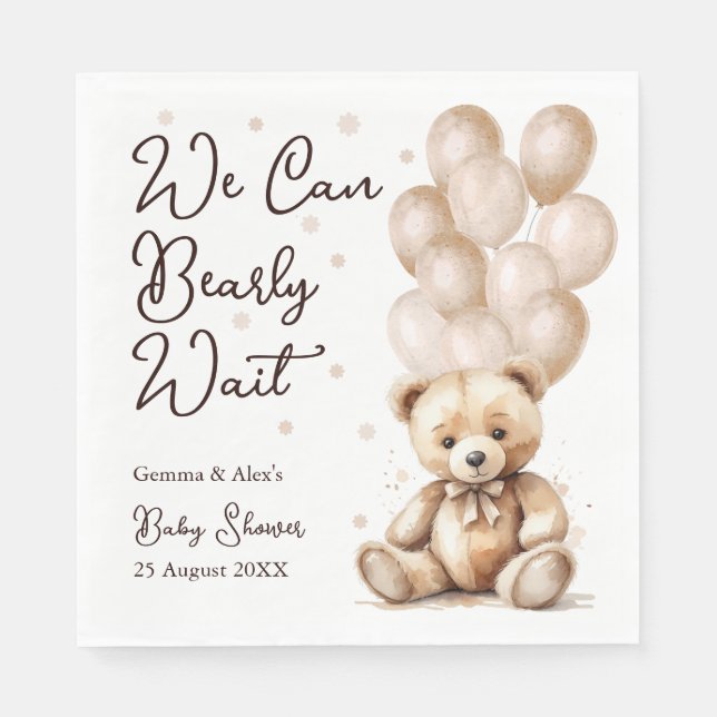 Bear Balloon Baby Shower  Napkin (Front)