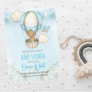 Bear Balloon Baby Shower, We Can Bearly Wait Invitation