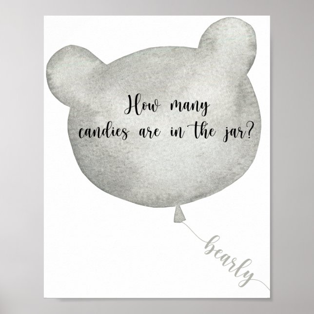 Bear Balloon devine combien de bonbons poster (Devant)