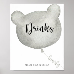 Bear Balloon Drinks help yourself Poster