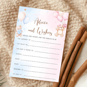 Bear Balloon Gender Reveal Advice & Wishes Game