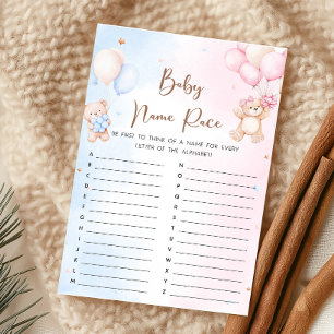 Bear Balloon Gender Reveal Baby Name Race Game
