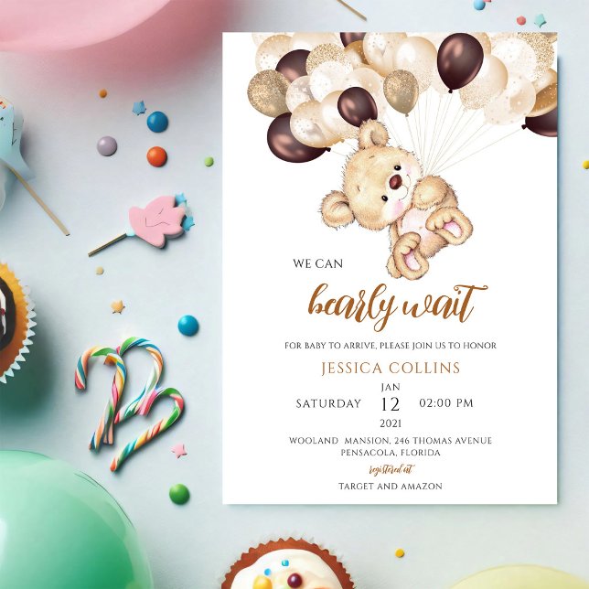 Bear Balloons Baby Shower Invitation (Creator Uploaded)