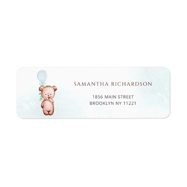Bear Balloons Baby Shower Label (Front)