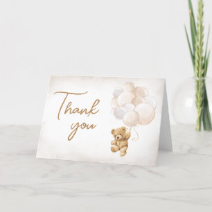 Bear Balloons Baby Shower Thank You Card