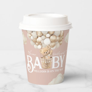 Bear Balloons Bearly Wait Baby Girl Shower  Paper Cups