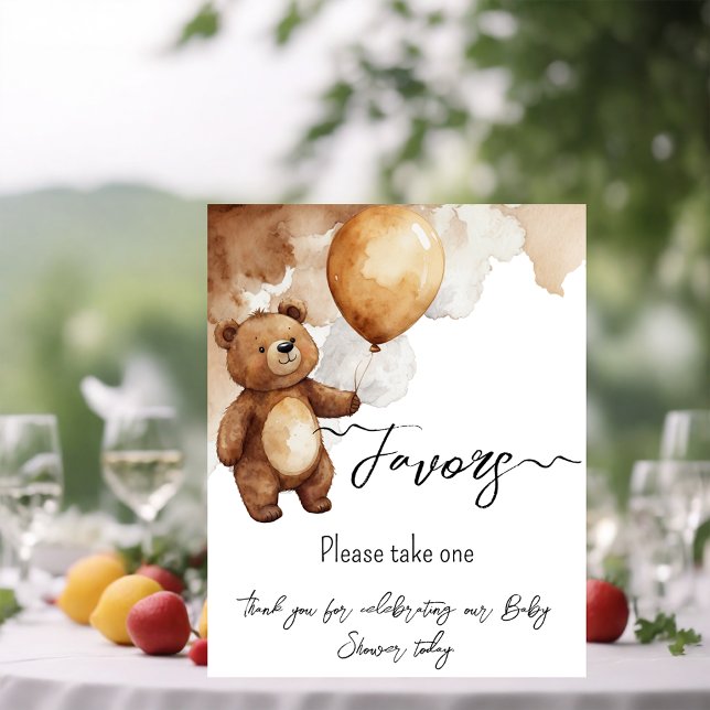 Bear Balloons Bearly Wait Baby Shower Favours Poster (Creator Uploaded)