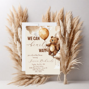 Bear Balloons Bearly Wait Baby Shower Invitation