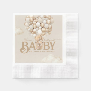 Bear Balloons Bearly Wait Baby Shower Napkin