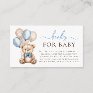 Bear Balloons Blue Baby Boy Shower Books For Baby Enclosure Card
