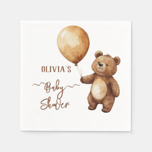 Bear Balloons Clouds Wait Baby Shower Bearly Napkin