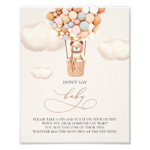 Bear Balloons - Don't say BABY - Sign