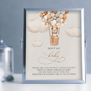 Bear Balloons - Don't say BABY - Sign