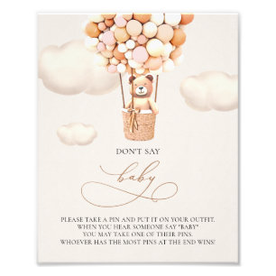 Bear Balloons - Don't say BABY - Sign