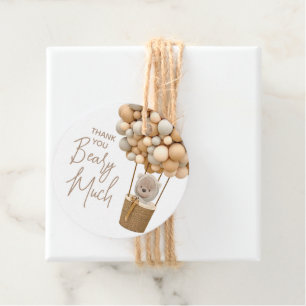 Bear Balloons Modern Gender neutral Baby Shower Favour Tags