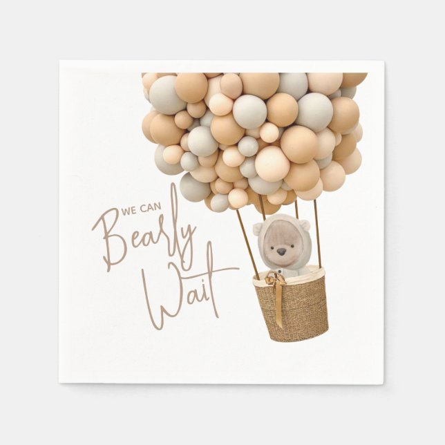 Bear Balloons Modern Gender neutral Baby Shower  Napkin (Front)