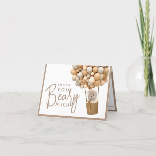 Bear Balloons Modern Gender neutral Baby Shower Thank You Card