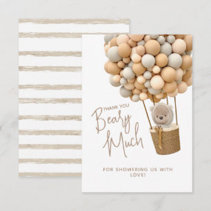 Bear Balloons Modern Gender neutral Baby Shower Thank You Card
