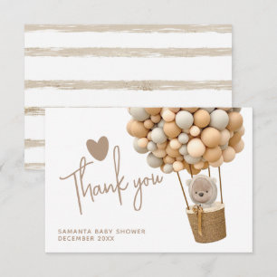 Bear Balloons Modern Gender neutral Baby Shower Thank You Card