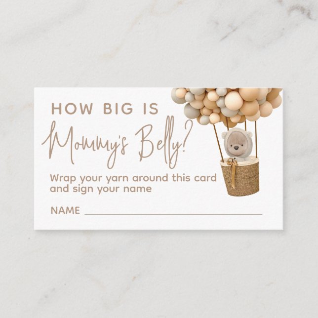 Bear Balloons Modern How Big Is Mommy's Belly game Enclosure Card (Front)