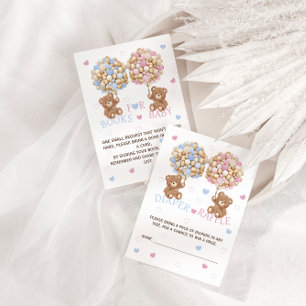 Bear Balloons Pink Blue Hearts Book Request Enclosure Card