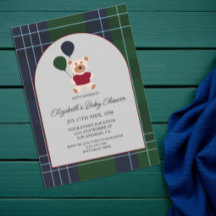 Bear & Balloons Plaid Baby Shower