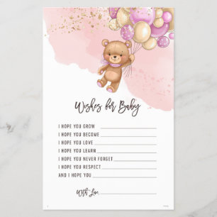 Bear Balloons Wishes For Baby Game Card