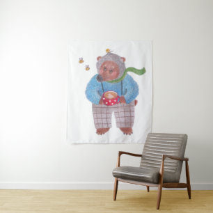Bear, bees and cappuccino tapestry