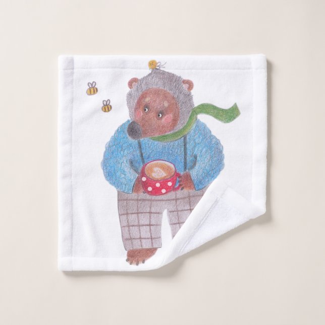 Bear, bees and cappuccino wash cloth (Wash Cloth)