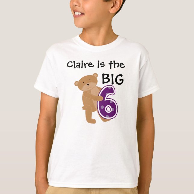 Bear Big Six Customizable Birthday T-shirt (Front)