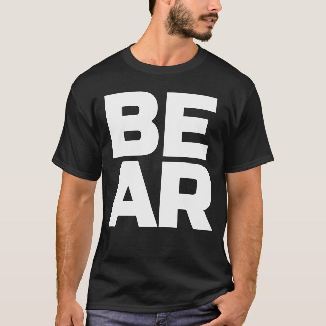 Bear Big Text Grizzly Black Brown Graphic T-Shirt (Front)