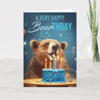 Bear Birthday With cake and Candles Play on Words