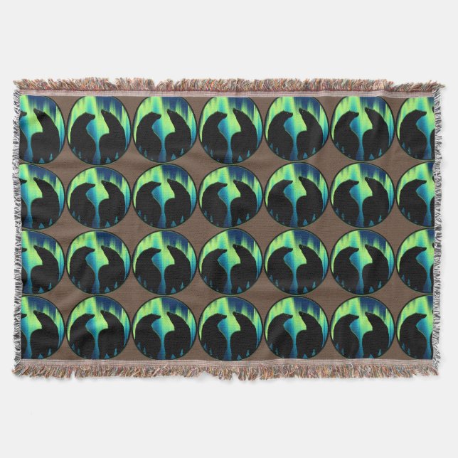 Bear Blanket Northern Lights Bear Throw Blanket (Front)