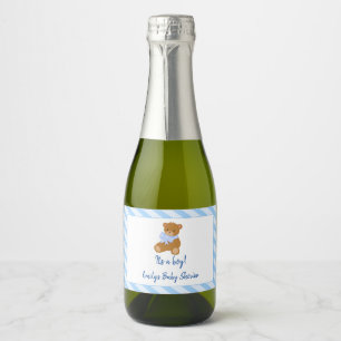 Bear bleu mini bouteille étiquette pour baby showe