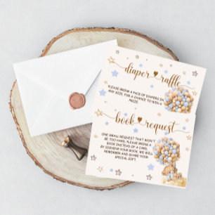 Bear blue balloons book request diaper raffle  enclosure card