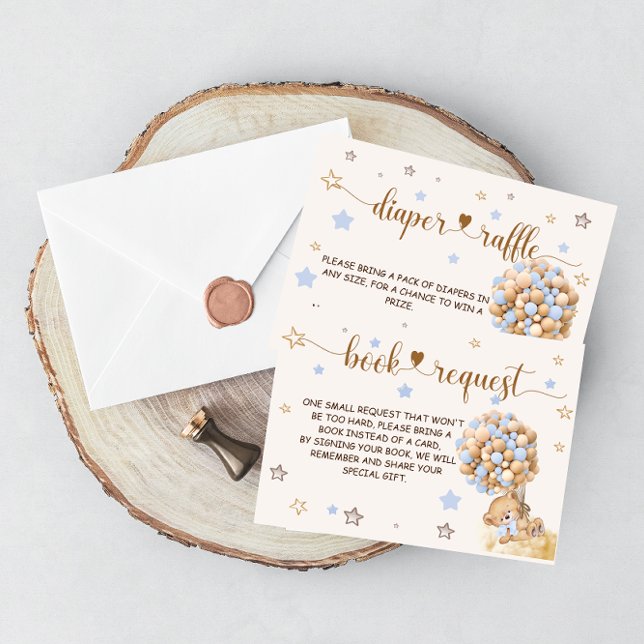 Bear blue balloons book request diaper raffle  enclosure card (Creator Uploaded)