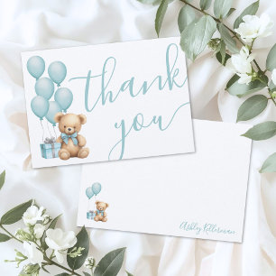 Bear Blue Boy Baby Shower Thank You Card