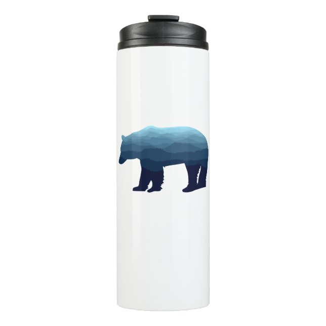 Bear Blue Forest Mountains Thermal Tumbler (Front)