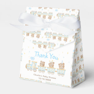 Bear Blue Train Baby Shower Thank You Favor Box