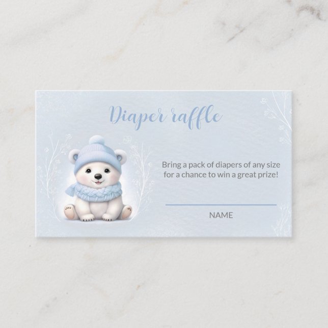 Bear Blue Winter Baby shower Déchets Carte Raffin (Devant)