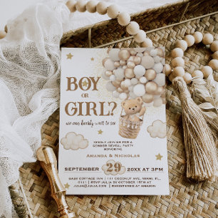 Bear Boho Gender Reveal Neutral Invitation