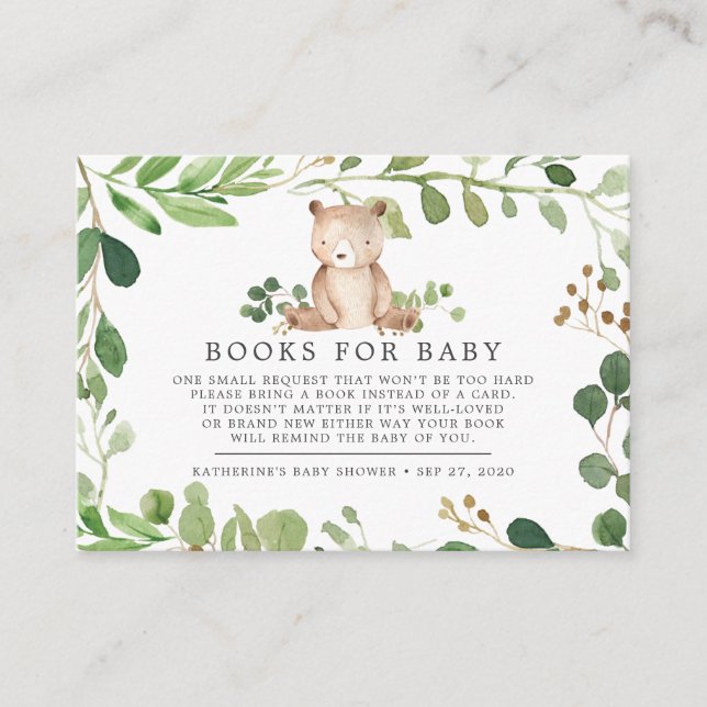 Bear Books For Baby Baby Shower Card (Front)