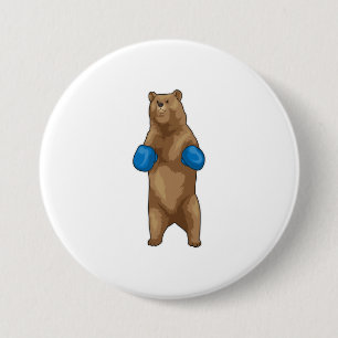 Bear Boxer Boxing gloves 3 Inch Round Button